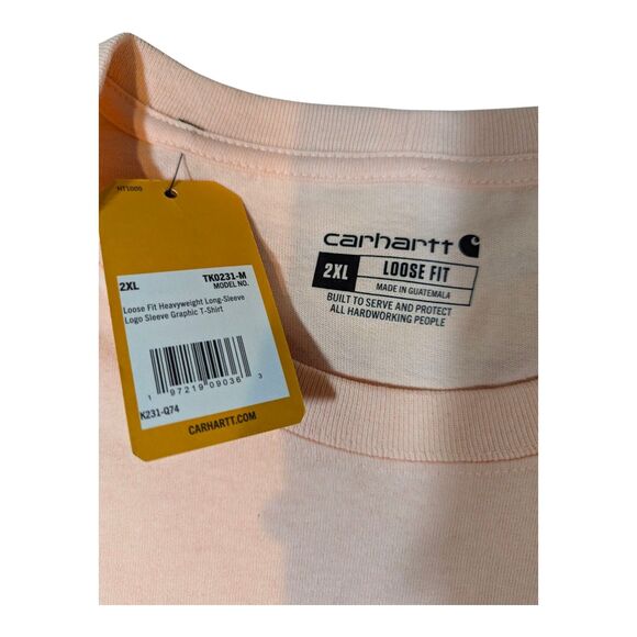 Carhartt Mens Tropical Peach TK0231-M Workwear Loose-Fit Long-Sleeve 2XL - Picture 4 of 8
